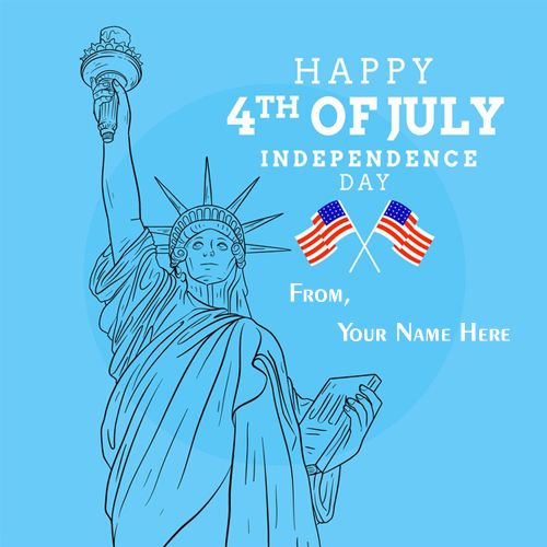 Write Name On Happy Independence Day (USA) Wishes Pictures